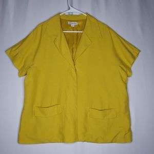 Coldwater Creek Blazer Women 18 Short Sleeve Chartreuse Green-Yellow‎ One Button